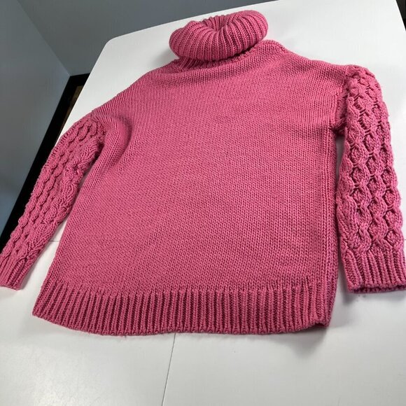One teaspoon rider roll neck women sweater chunky cable knit turtleneck pink - Picture 4 of 9